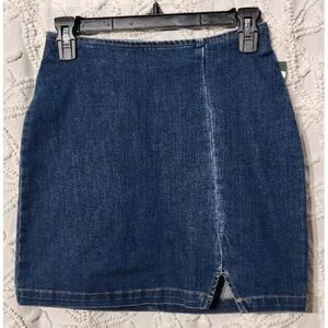 Wild Fable Skirt Womens 00 Denim Dark Wash Fitted Target Seam Notch Front Preppy